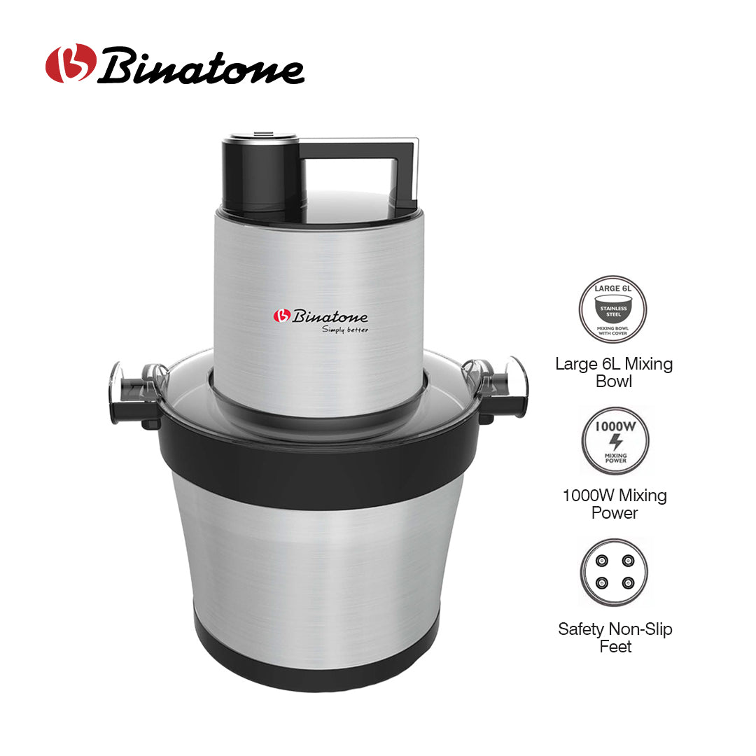 BINATONE FOOD PROCESSOR/6L/KC-6000/1000W/STEEL