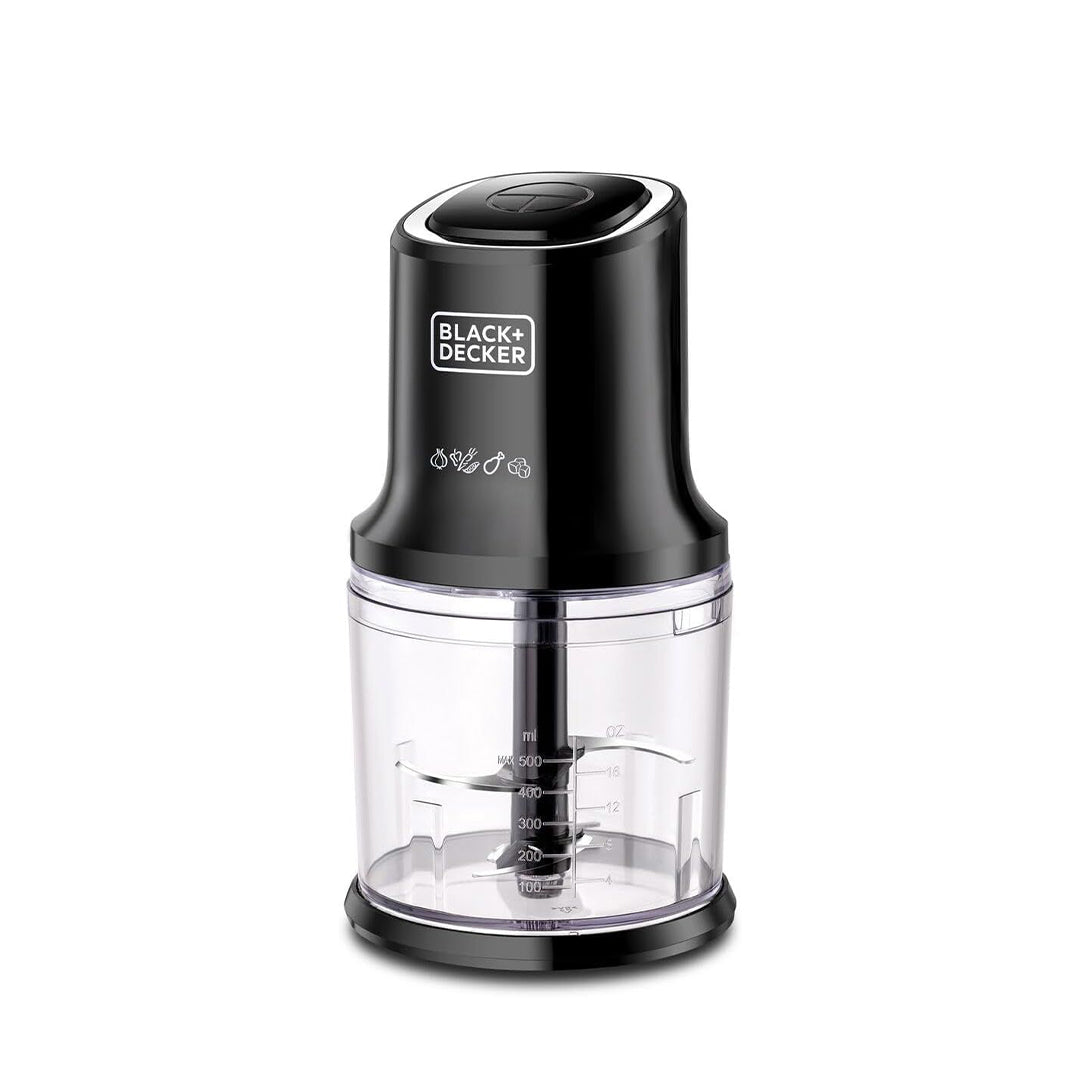 BLACK+DECKER / FOOD CHOPPER  / 500W / 4 DURABLE STAINLESS STEEL BLADES + 500 ML CAPACITY BOWL /  FC500-B5 / BLACK