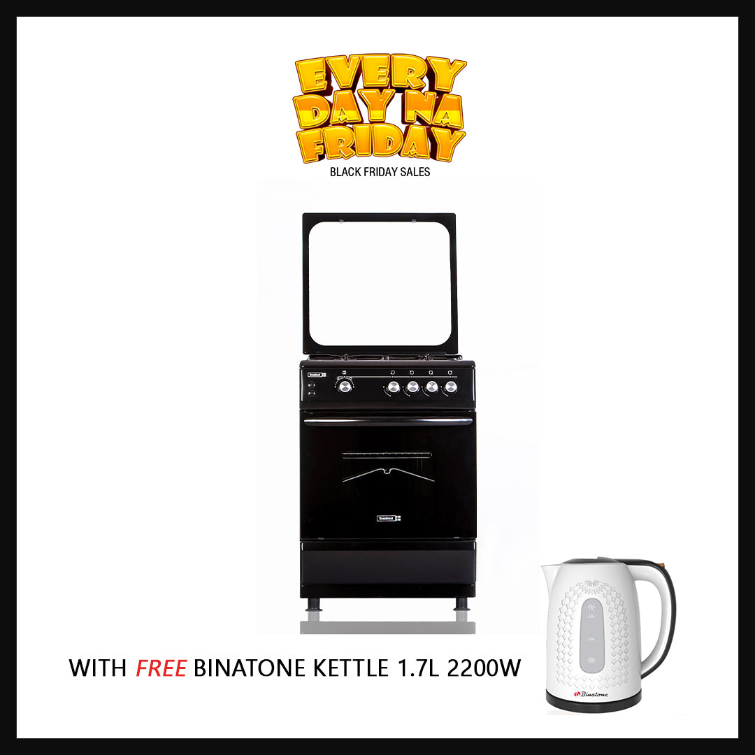 SCANFROST GAS COOKER/60X60/CK6400B/4GAS/BLACK