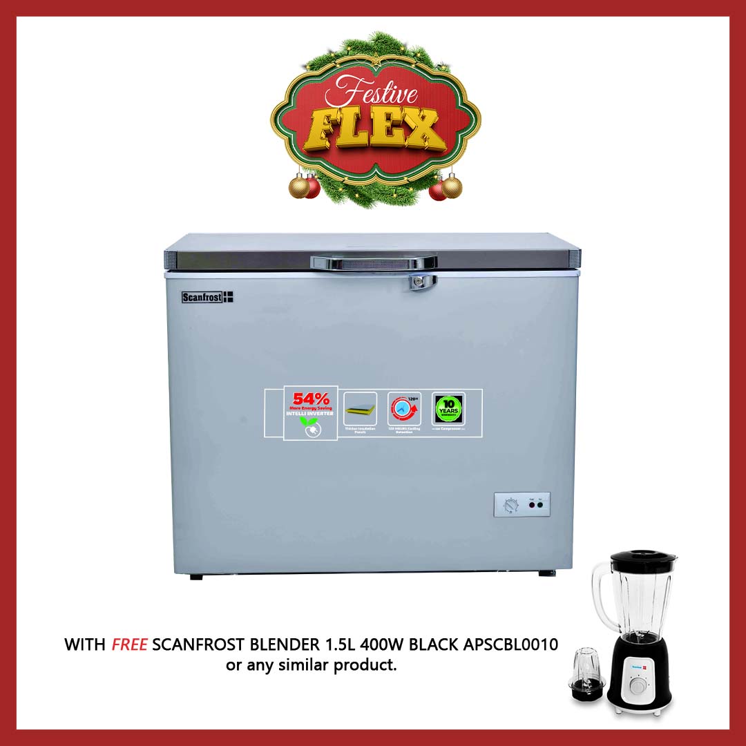 SCANFROST FREEZER 300L SD INV SILVER SFL300INV