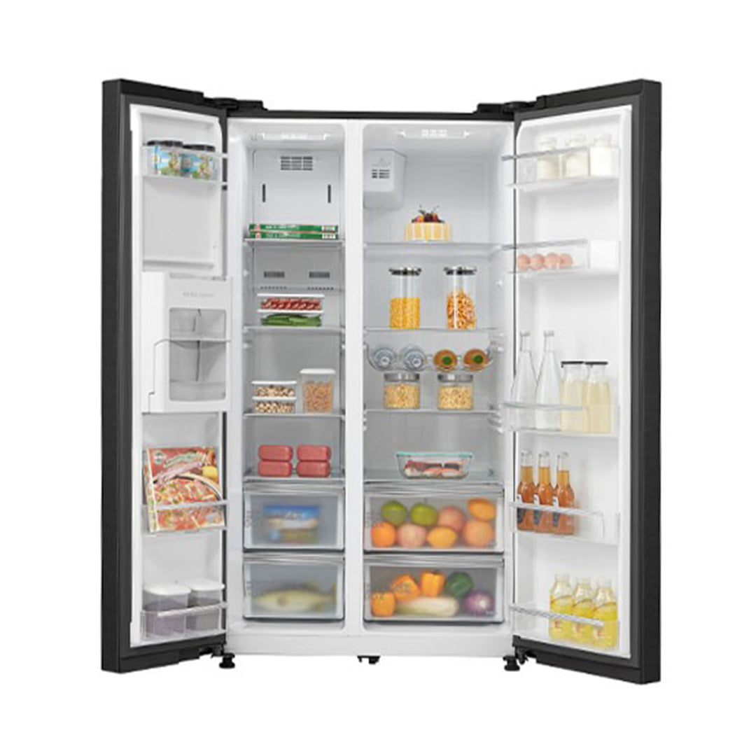MIDEA REF SBS 510L MDRS710FGF22D BLACK GLASS