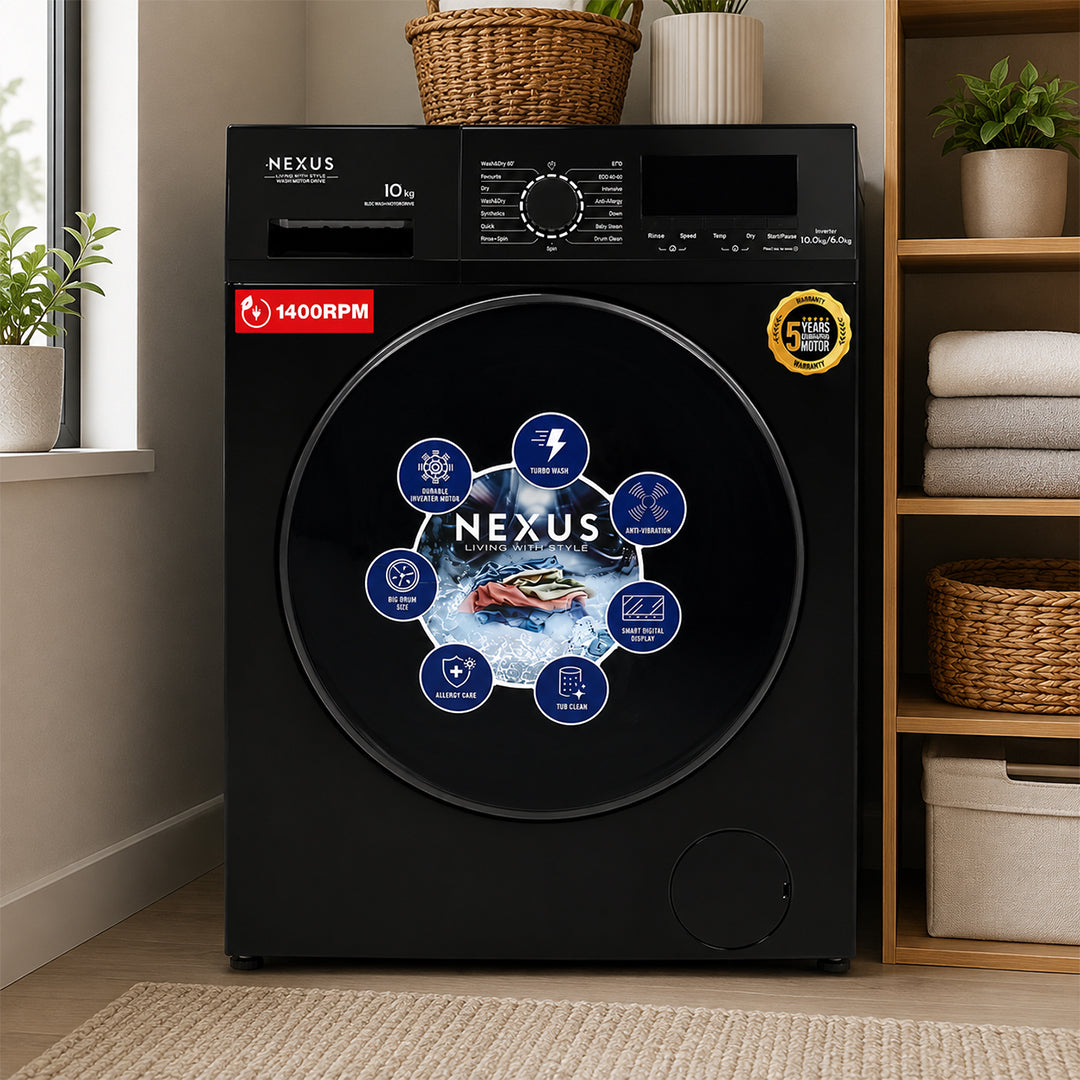 NEXUS WASHING MACHINE/10KG/6KG WASHER DRYER /NX-WM-WDG10D6WV