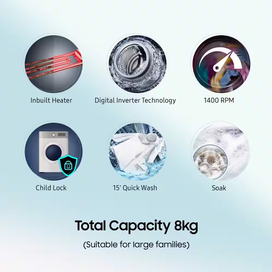 SAMSUNG WASHING MACHINE / FRONT LOAD -A / 8 KG/WW80T4020CX/NQ