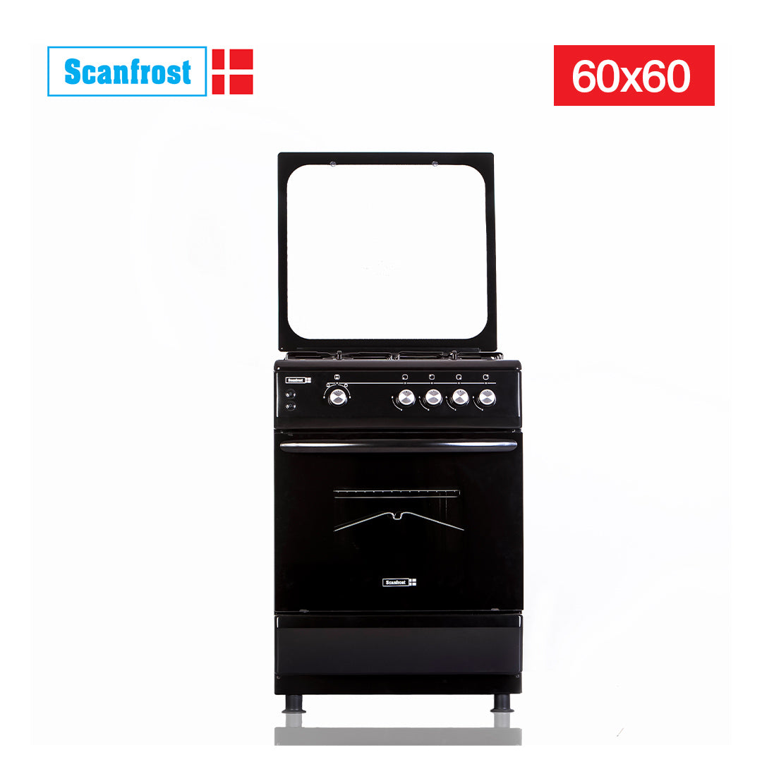 SCANFROST GAS COOKER/60X60/CK6400B/4GAS/BLACK