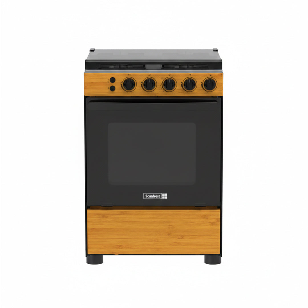 SCANFROST GAS COOKER/60X60/SFC6401NG/4GAS/WOOD FINISH