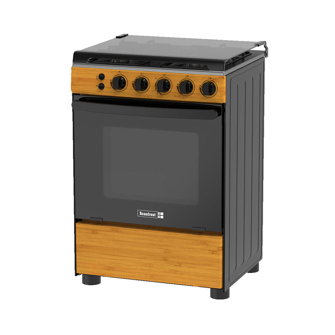 SCANFROST GAS COOKER/60X60/SFC6401NG/4GAS/WOOD FINISH