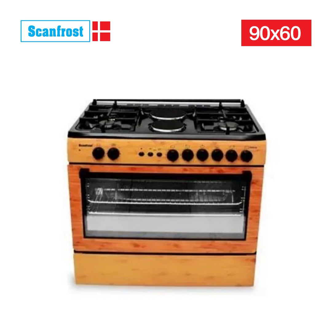 SCANFROST GAS COOKER/90X60/SFC9425NGF/4GAS 2E/WOOD