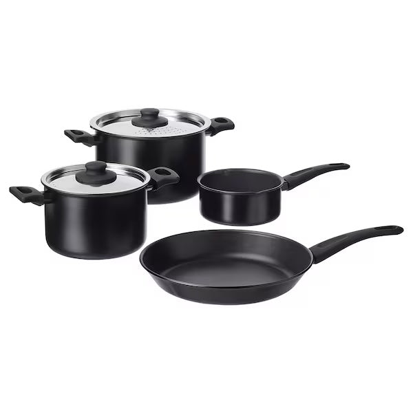 IKEA COOKWARE SET OF 6 HEMLAGAD BLK.STEEL 00462864
