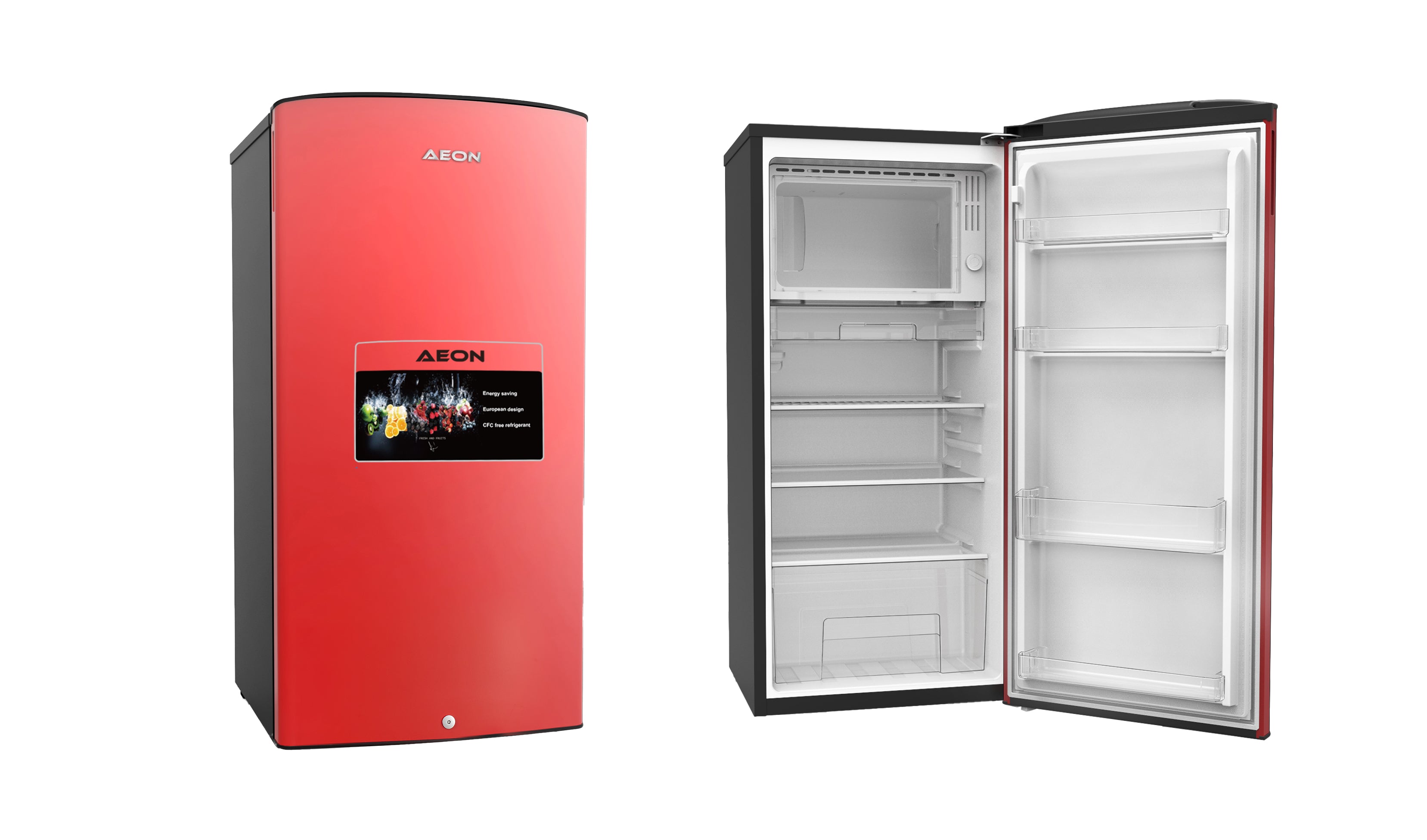 AEON FRIDGE 150L SD D-FROST RED.DARK.GREY ARS170RK