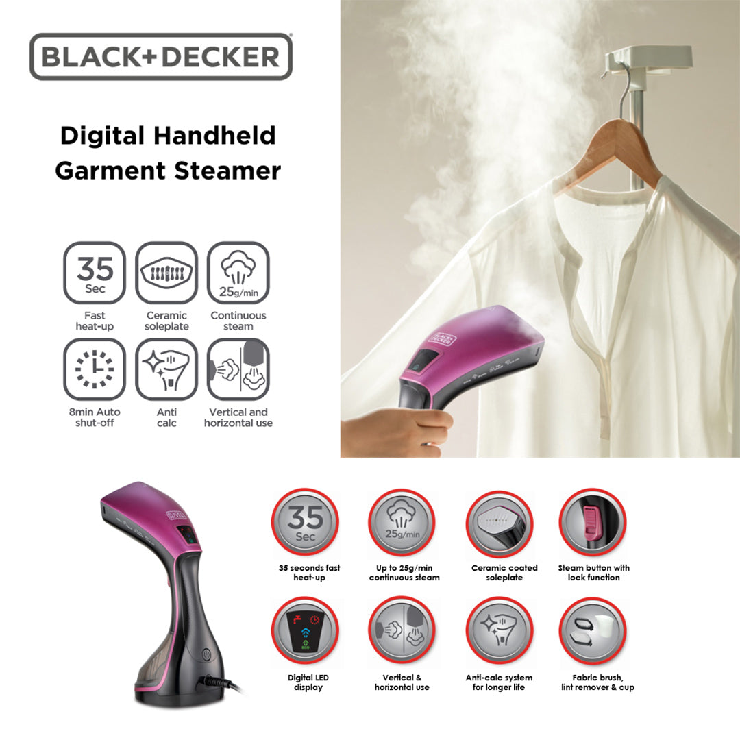 BLACK+DECKER /DIGITAL HANDHELD GARMENT STEAMER/1600W/ HSTD1600-B5