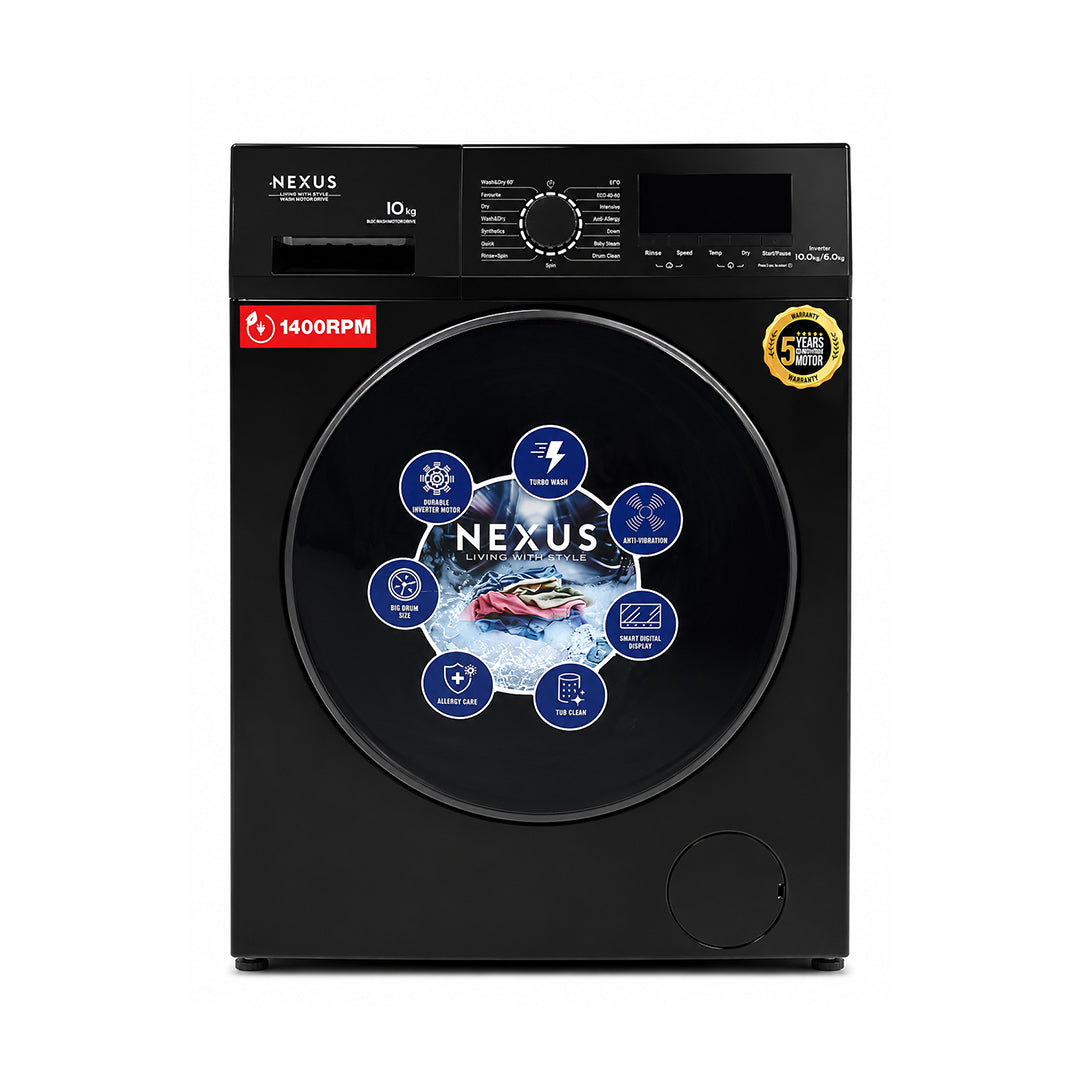 NEXUS WASHING MACHINE/10KG/6KG WASHER DRYER /NX-WM-WDG10D6WV
