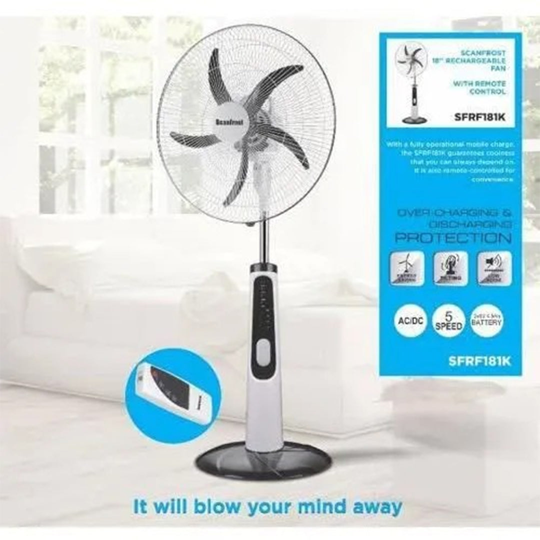 SCANFROST FAN 18 5BLADES STANDING WHITE SFRF181K