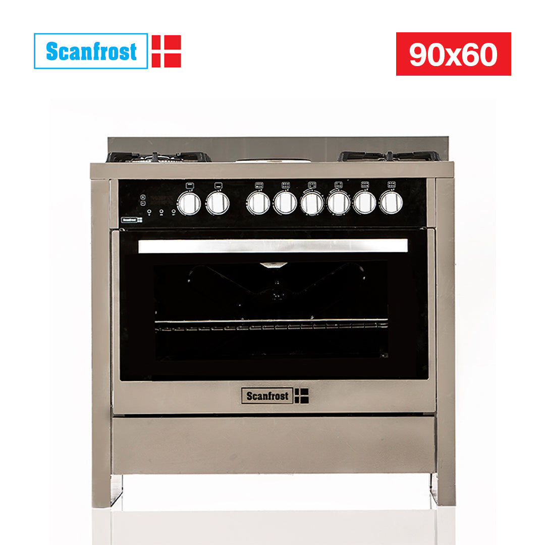 SCANFROST GAS COOKER/90X60/SFC9423B/4GAS 2E/FULL AUTO IGNITI