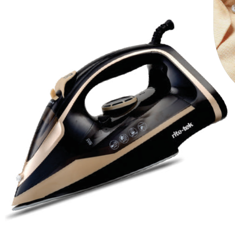 RITE-TEK STEAM IRON/3000W/ST829/BLACK & GOLD