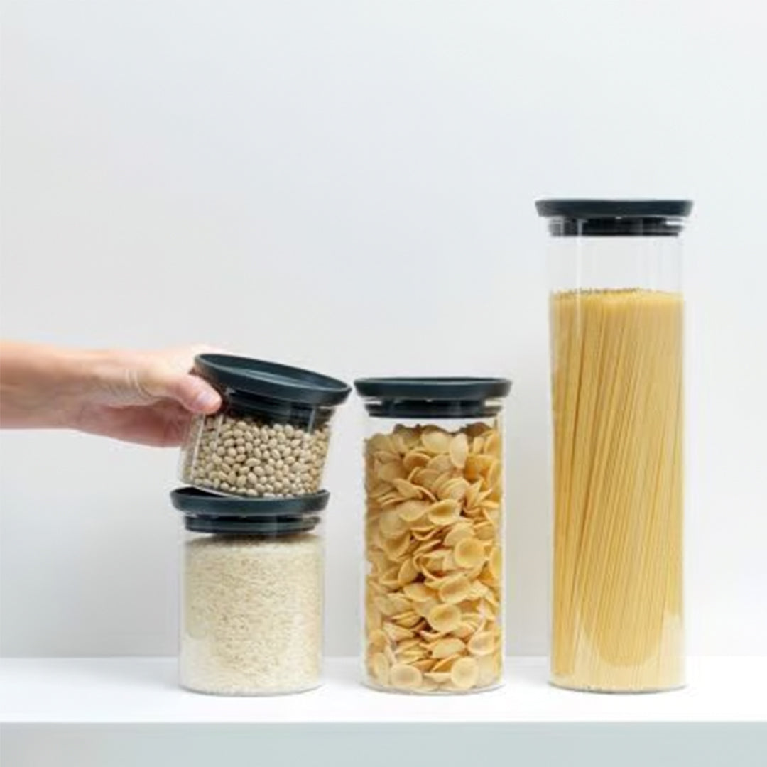 BRABANTIA/HW/b-298301/Stackable Glass Jar/0.3L/Dark Grey