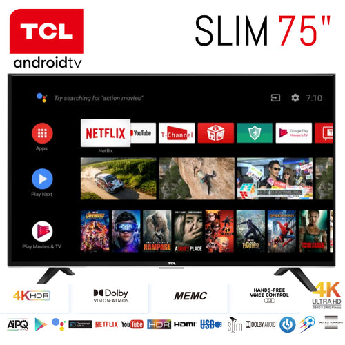 TCL TV 75 UHD ANDROID BLACK 75P725