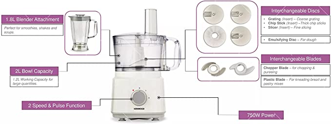 KENWOOD BLENDER 2L 750W WHITE FDP03