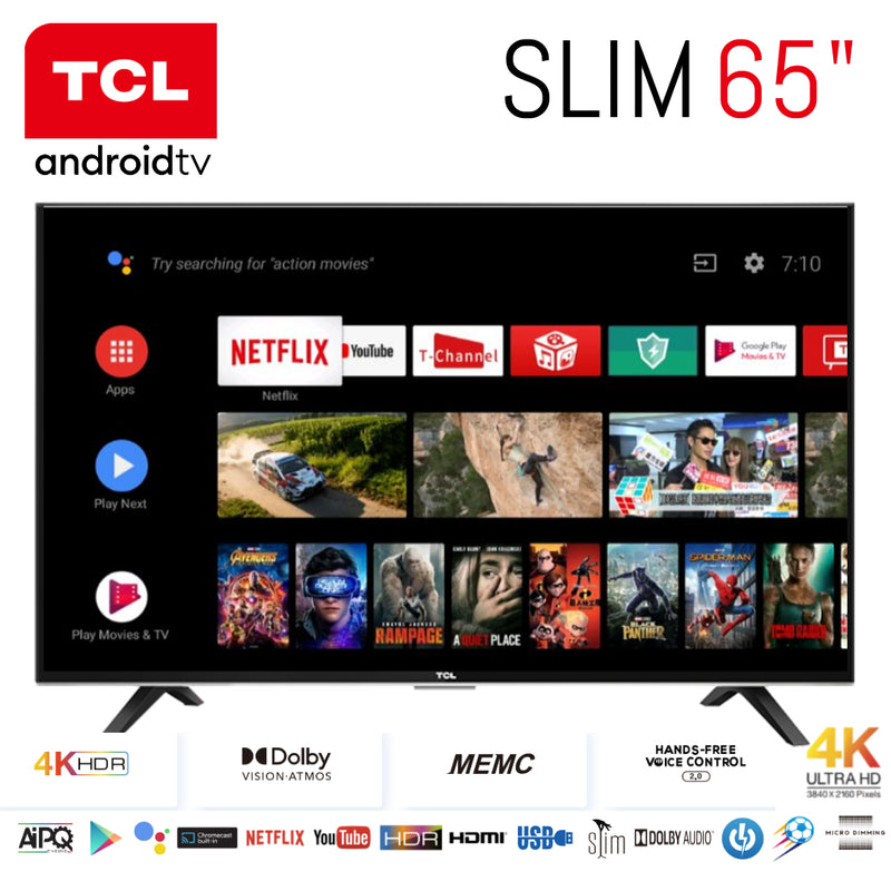 TCL 65" Google Android 4K Smart TV (Slim)