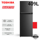 Toshiba Double Door Inverter Fridge / Dark Grey (409L)