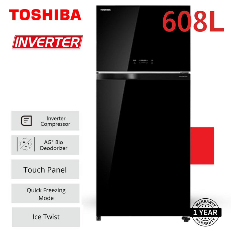 Toshiba Double Door Inverter Fridge / Dark Grey (608L)